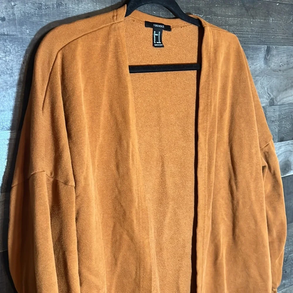 Cozy Burt Orange Over Size Forever21 Cardigan with Pockets - Picture 2 of 6